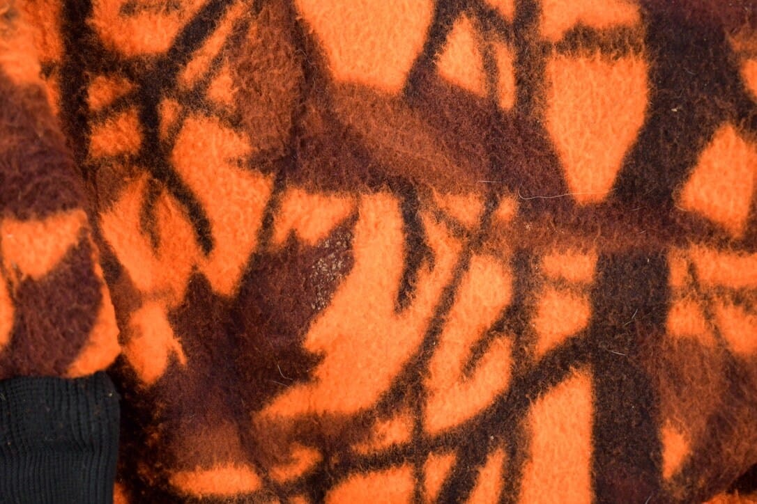 Vintage 1990s Cabela's Orange Camo Fleece Zip Up Hoodie Men's Large from propervintagecanada