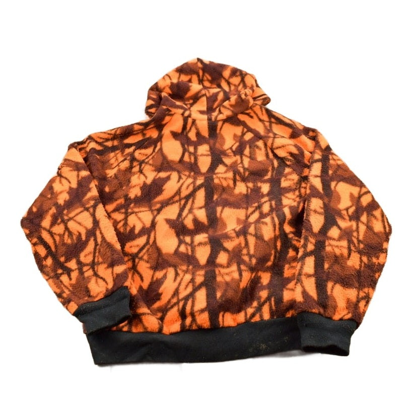 Vintage 1990s Cabela's Orange Camo Fleece Zip Up Hoodie Men's Large from propervintagecanada