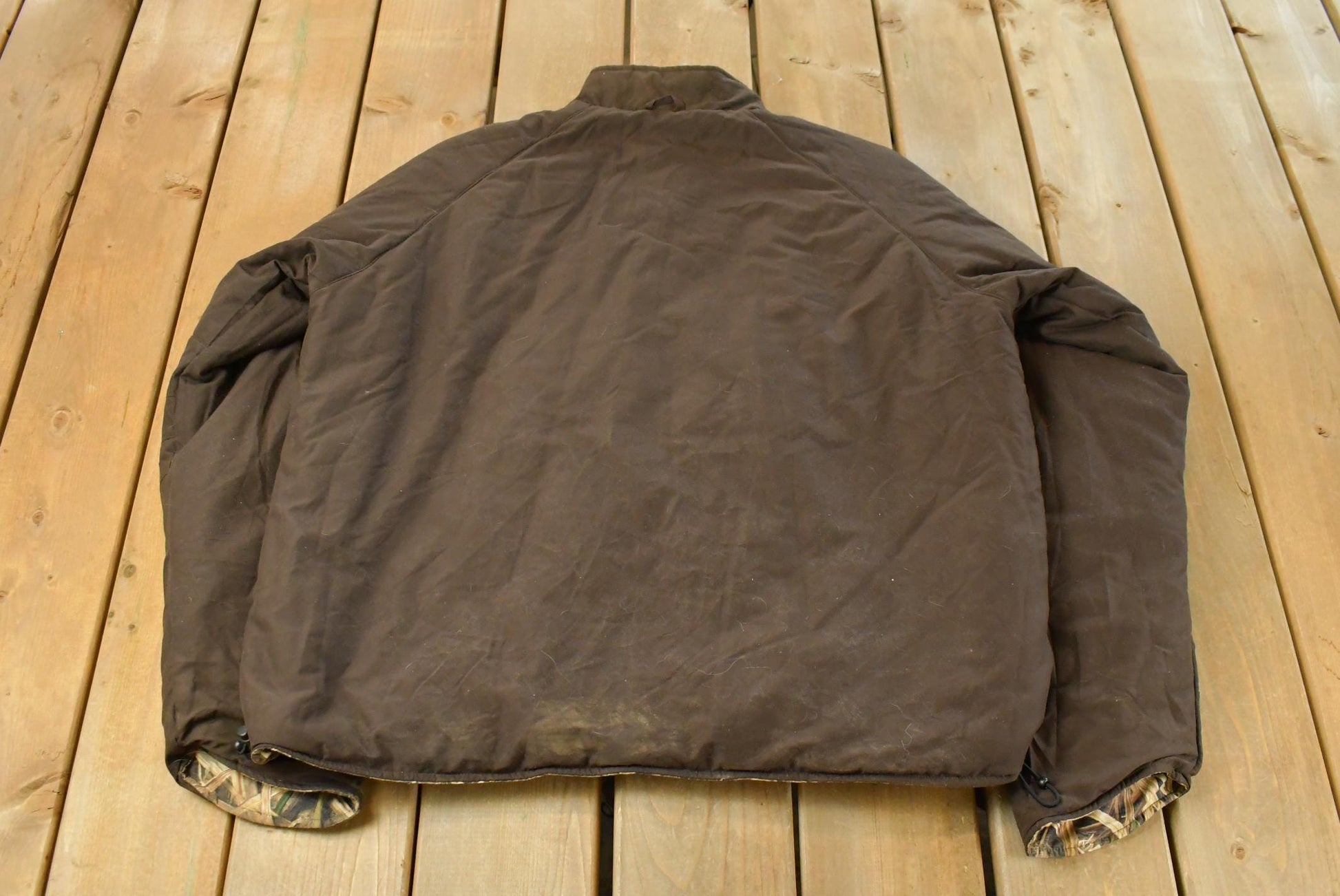 Vintage 1990s Cabela's Tree Camo Reversible Jacket Men's XL from propervintagecanada