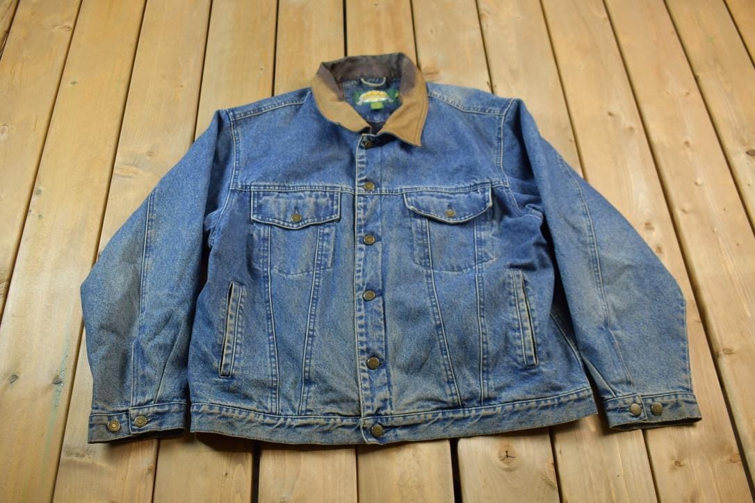 Vintage 1990s Cabelas Upstream Denim Jean Jacket Men's XL from propervintagecanada