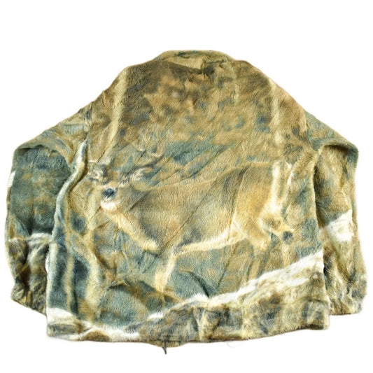 Vintage 1990s Cabin Fever Fleece Deer Nature Sweater Jacket Men's XL from propervintagecanada