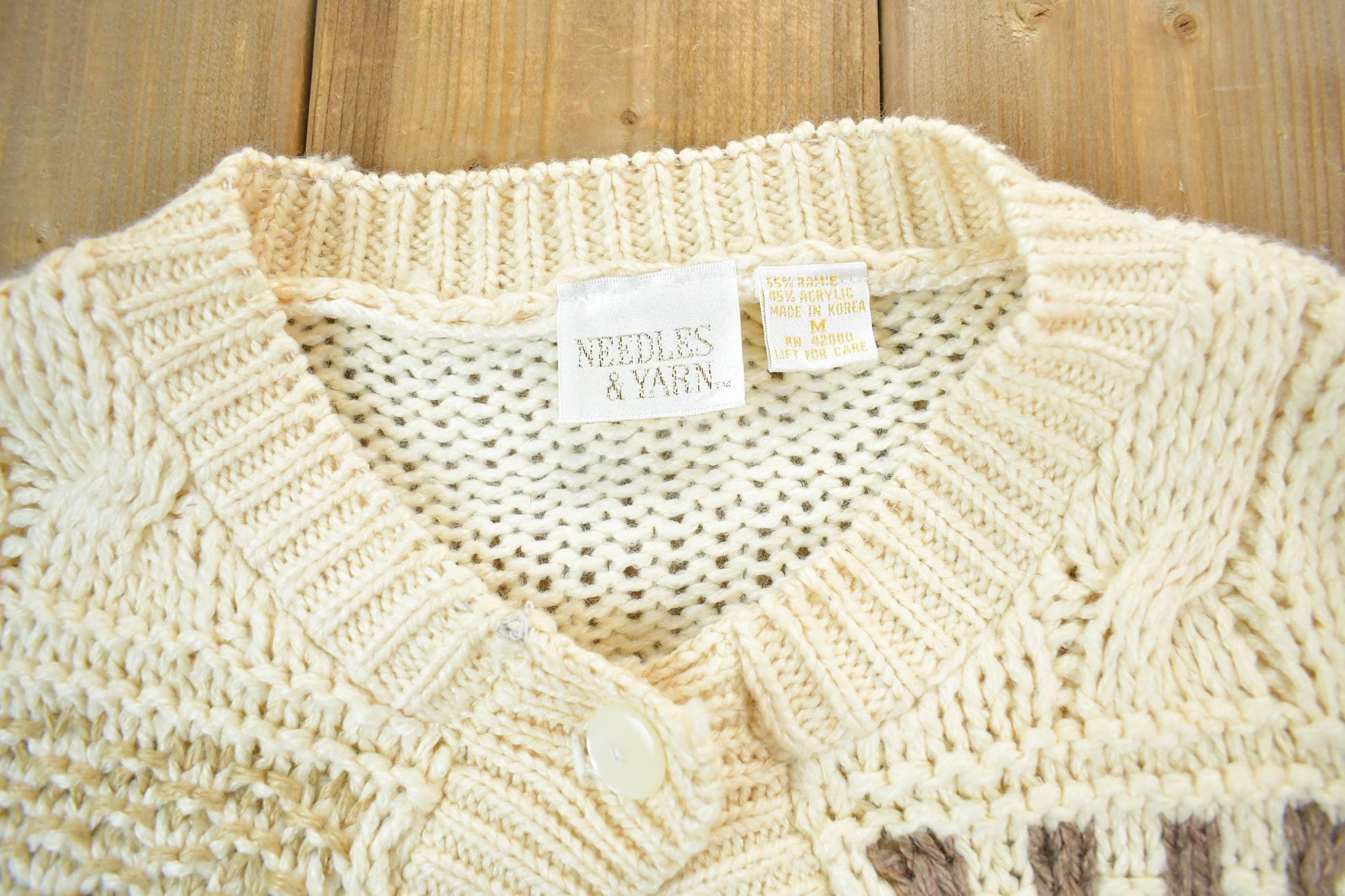 Vintage 1990s Cable Knit Button Up Sweater Women's M from propervintagecanada