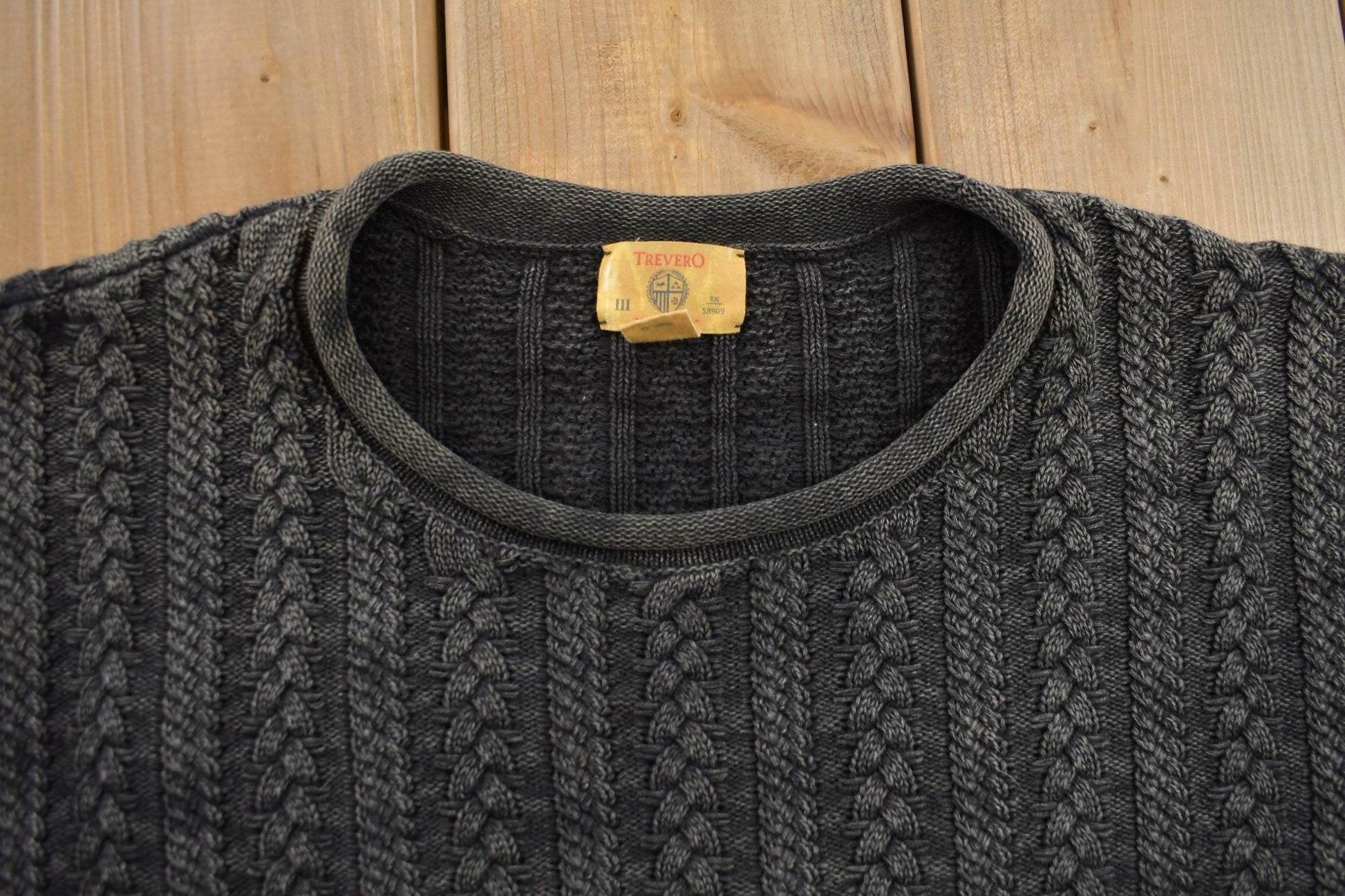 Vintage 1990s Cable Knit Crewneck Sweater Men's XL from propervintagecanada