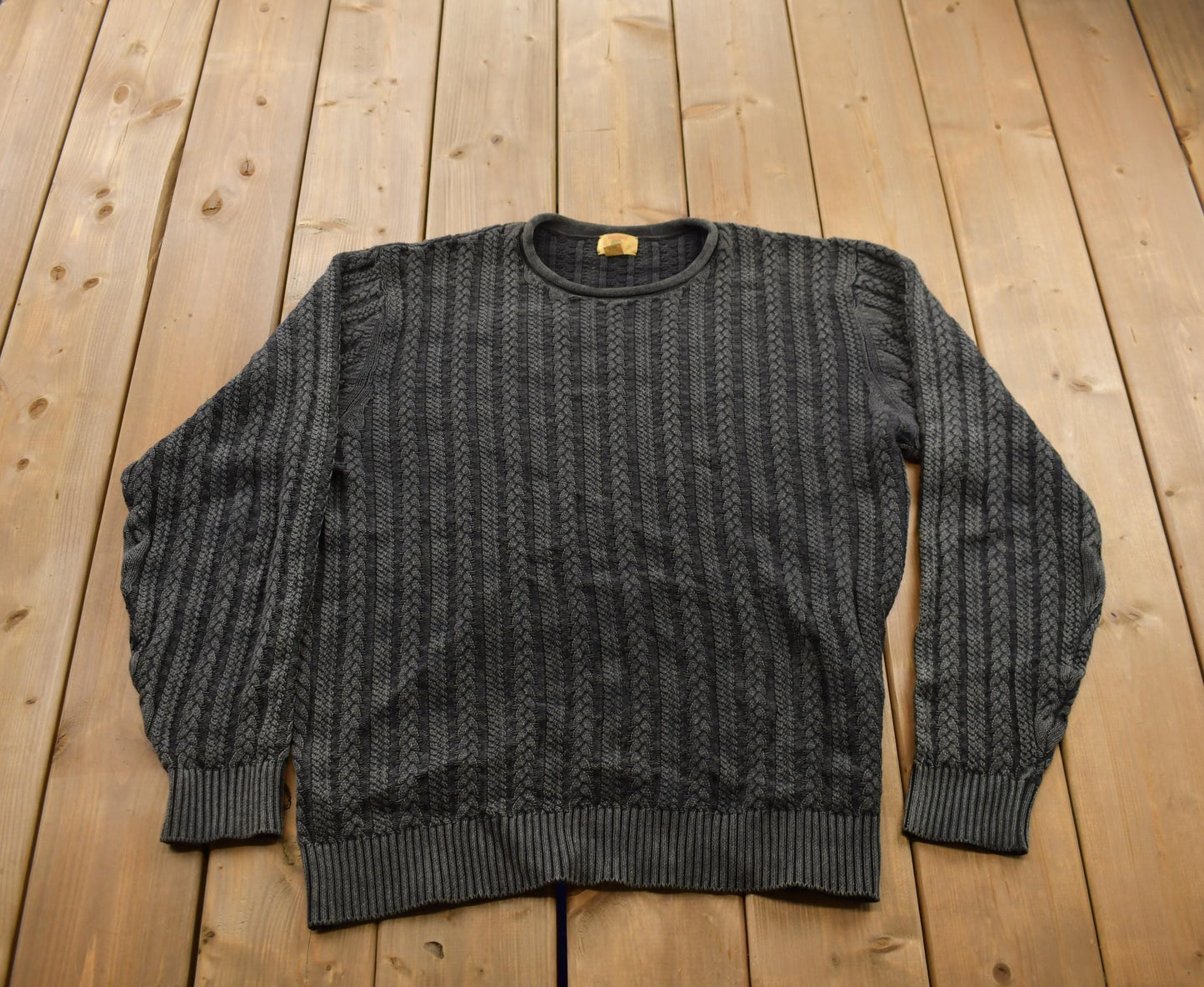 Vintage 1990s Cable Knit Crewneck Sweater Men's XL from propervintagecanada