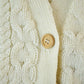 Vintage 1990s Cable Knit Perfect Mild Distress Cream Cardigan Sweater Made In USA from propervintagecanada