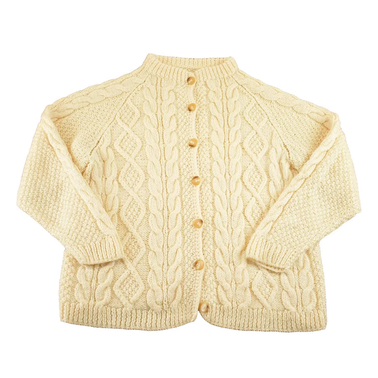 Vintage 1990s Cable Knit Wool Cardigan Sweater Women's L from propervintagecanada
