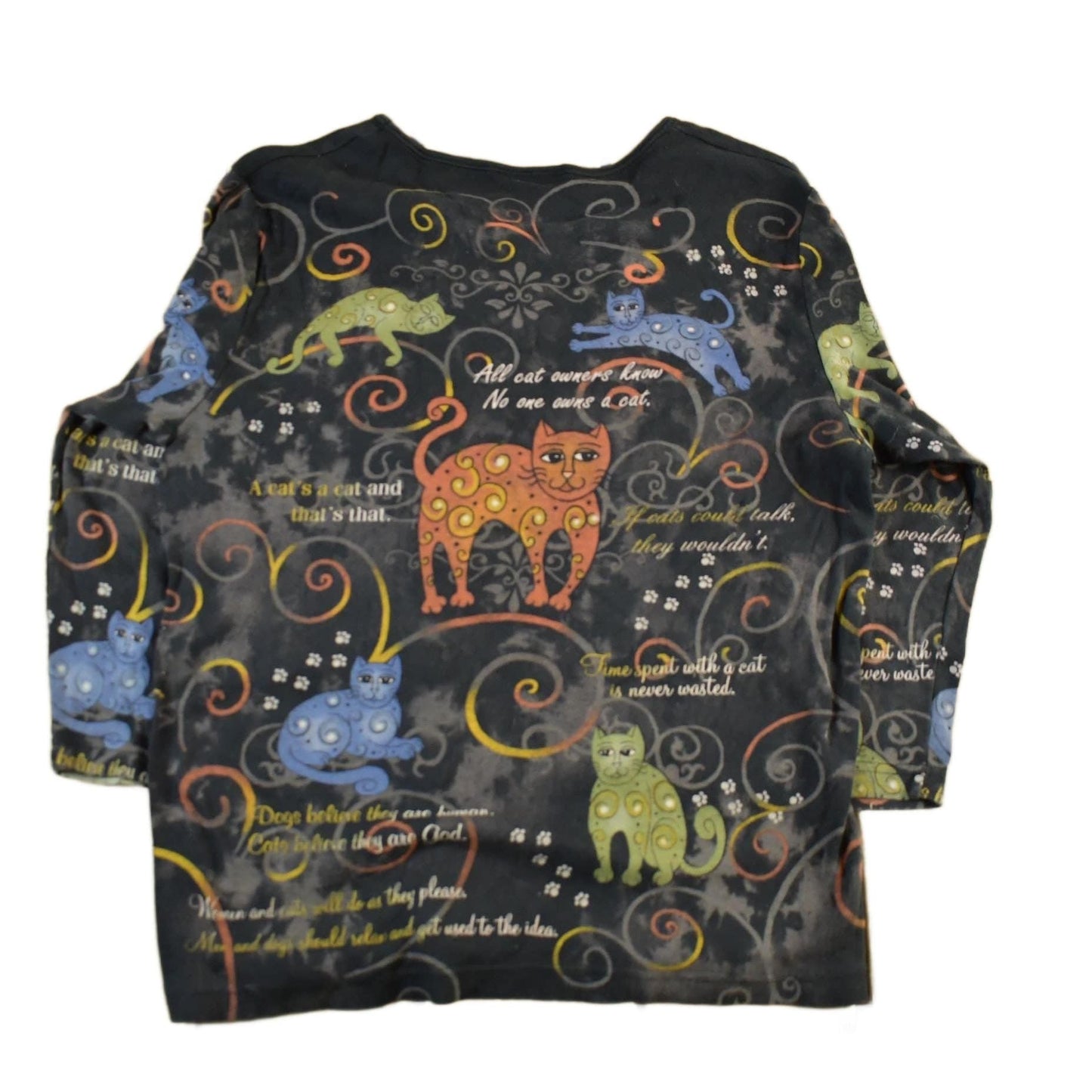 Vintage 1990s Cactus Bay Cat All Over Print T-Shirt Women's Medium from propervintagecanada