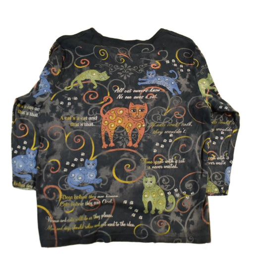 Vintage 1990s Cactus Bay Cat All Over Print T-Shirt Women's Medium from propervintagecanada