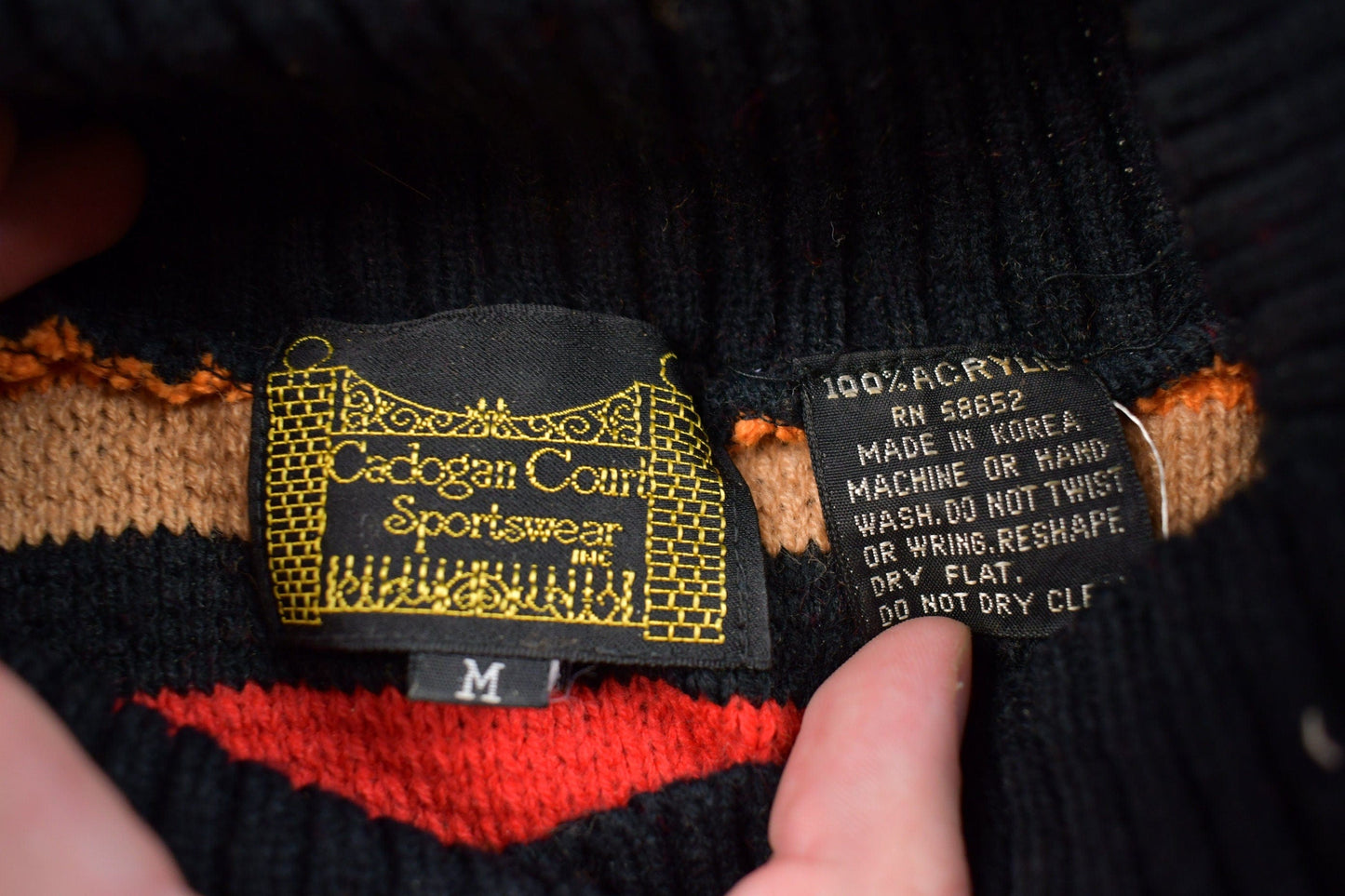Vintage 1990s Cadogan Court Striped Knitted Sweater Men's XS from propervintagecanada
