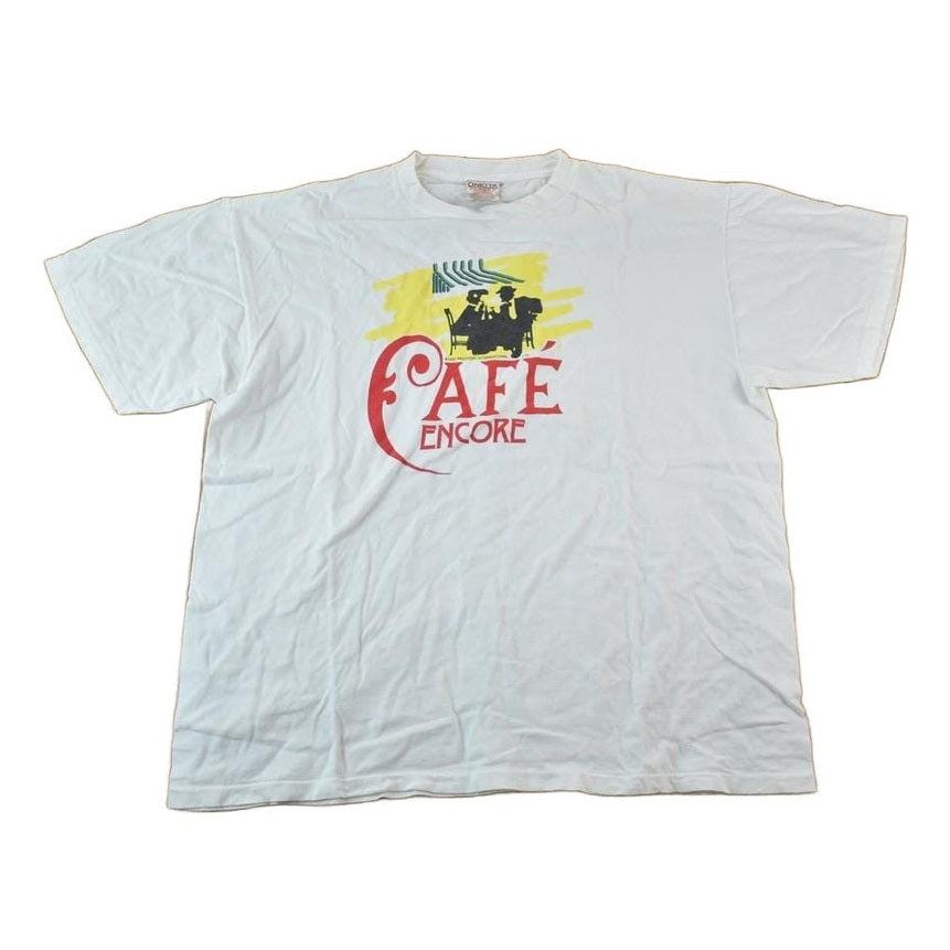 Vintage 1990s Cafe Encore Souvenir Single Stitch Graphic Print T-Shirt Men's XL from propervintagecanada