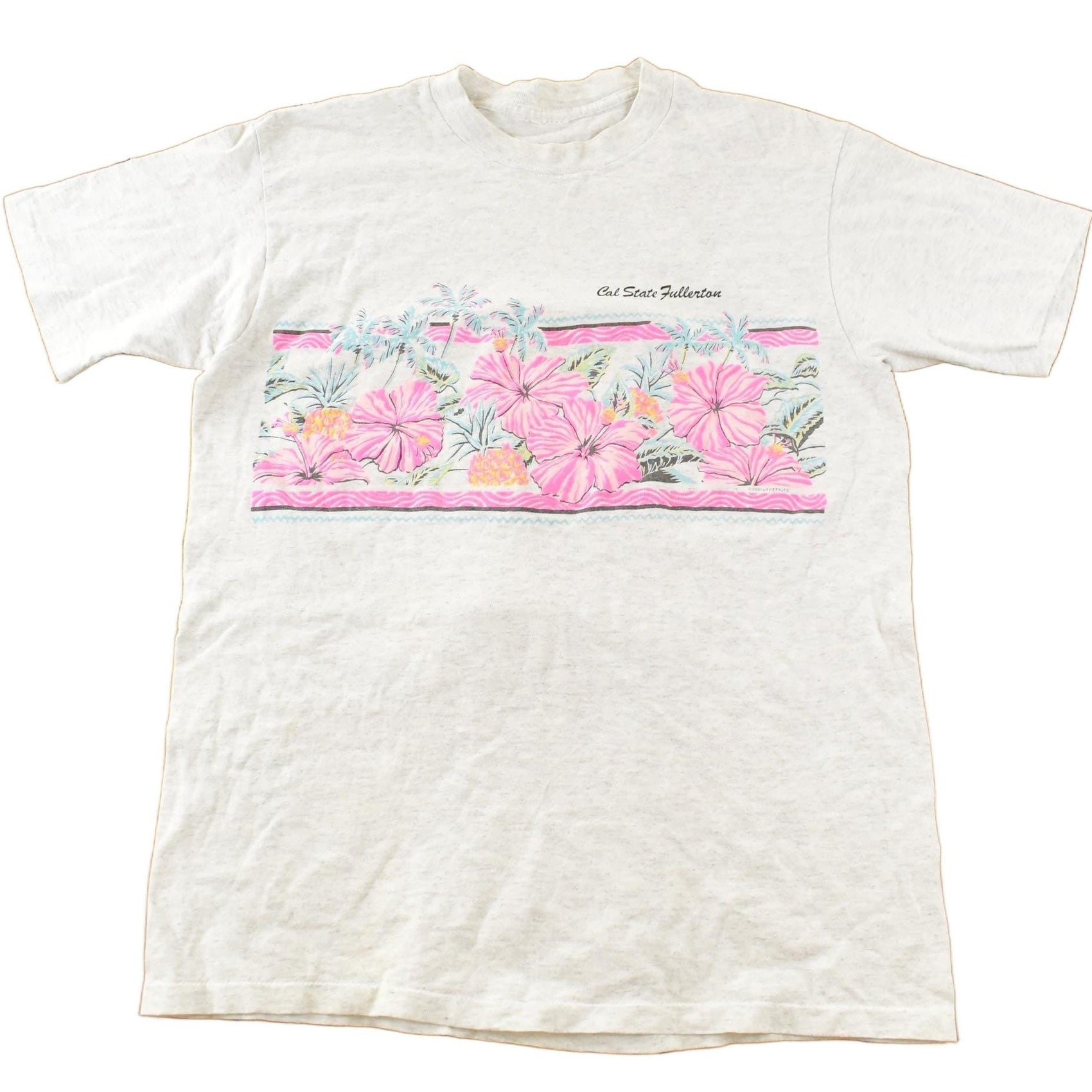 Vintage 1990s Cal State Fullerton Floral Single Stitch T-Shirt Men's Large from propervintagecanada