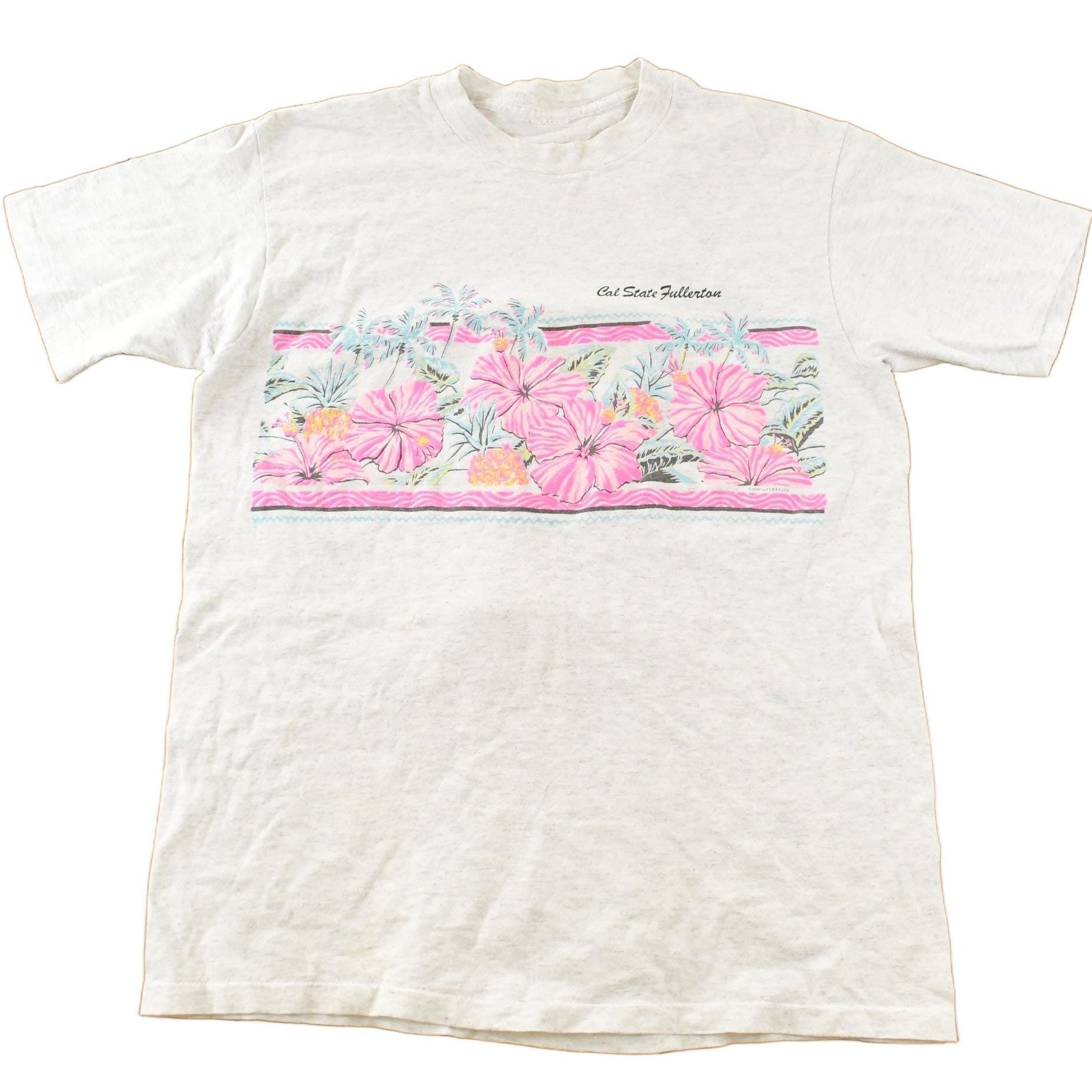 Vintage 1990s Cal State Fullerton Floral Single Stitch T-Shirt Men's Large from propervintagecanada