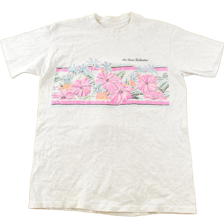 Vintage 1990s Cal State Fullerton Floral Single Stitch T-Shirt Men's Large from propervintagecanada