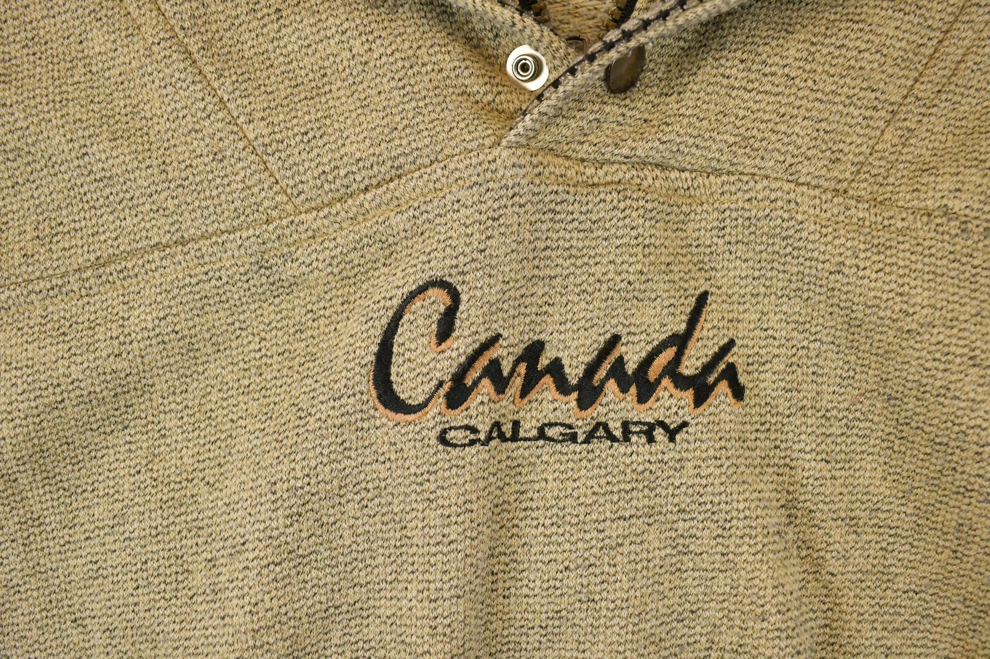 Vintage 1990s Calgary Canada Quarter Button Knit Sweater Men's L / Made In Canada / 90s Knitted Sweatshirt / Vintage Preppy Knits from propervintagecanada