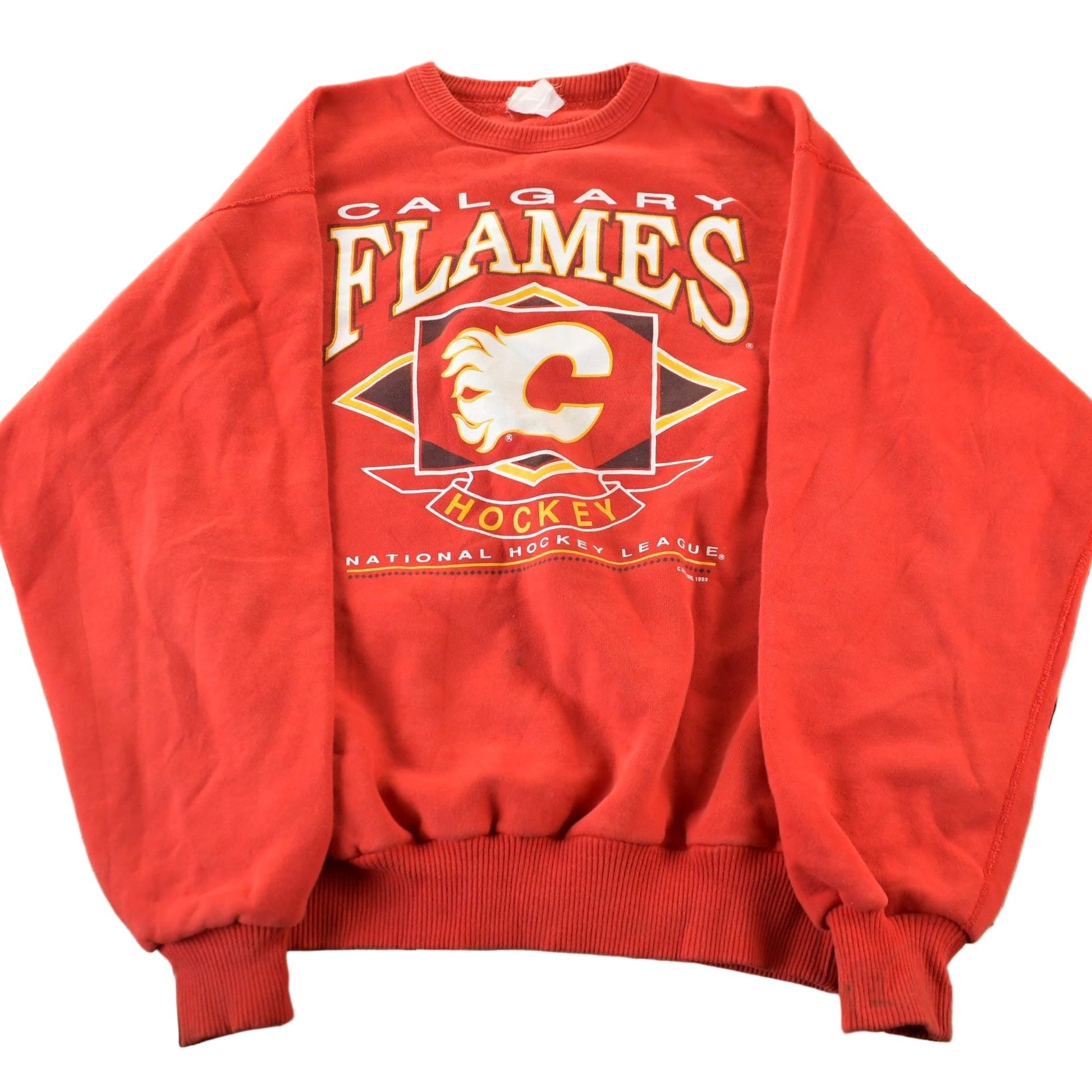 Vintage 1990s Calgary Flames NHL Hockey Crewneck Sweatshirt from propervintagecanada