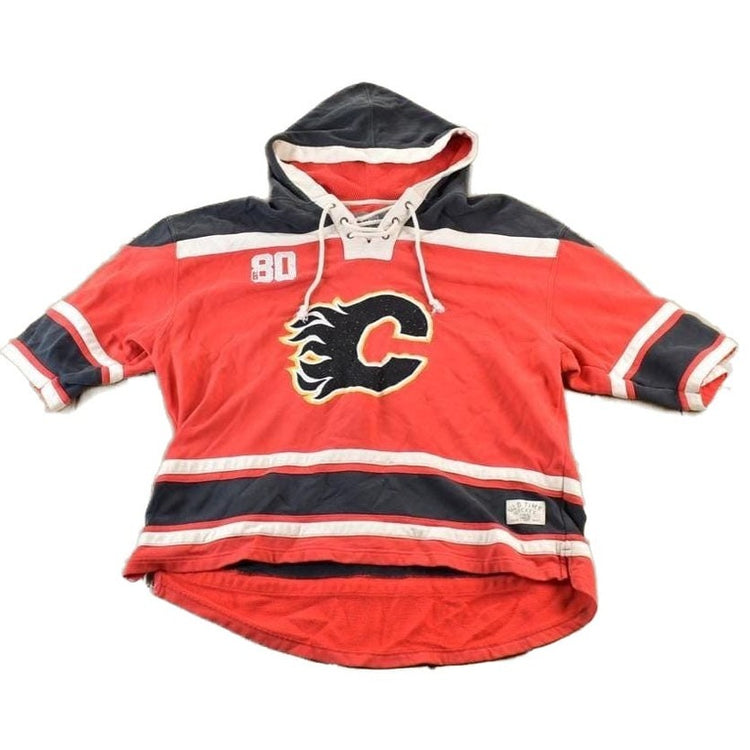Vintage 1990s Calgary Flames Old Time Hockey Hoodie Crewneck Sweatshirt Men's 2XL from propervintagecanada