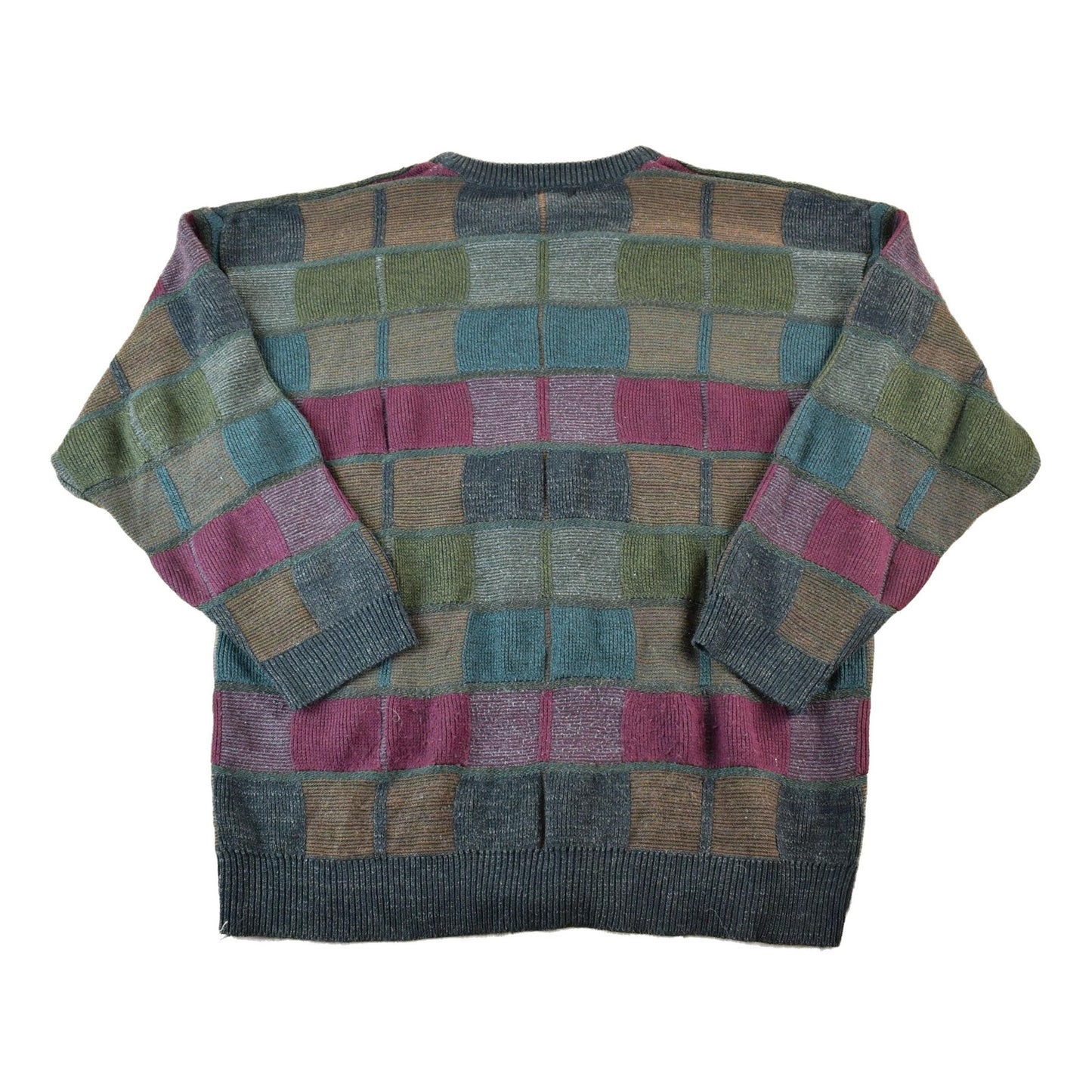 Vintage 1990s Cambridge Classics Knit Abstract Pattern Crewneck Sweater Made In USA Men's XL from propervintagecanada