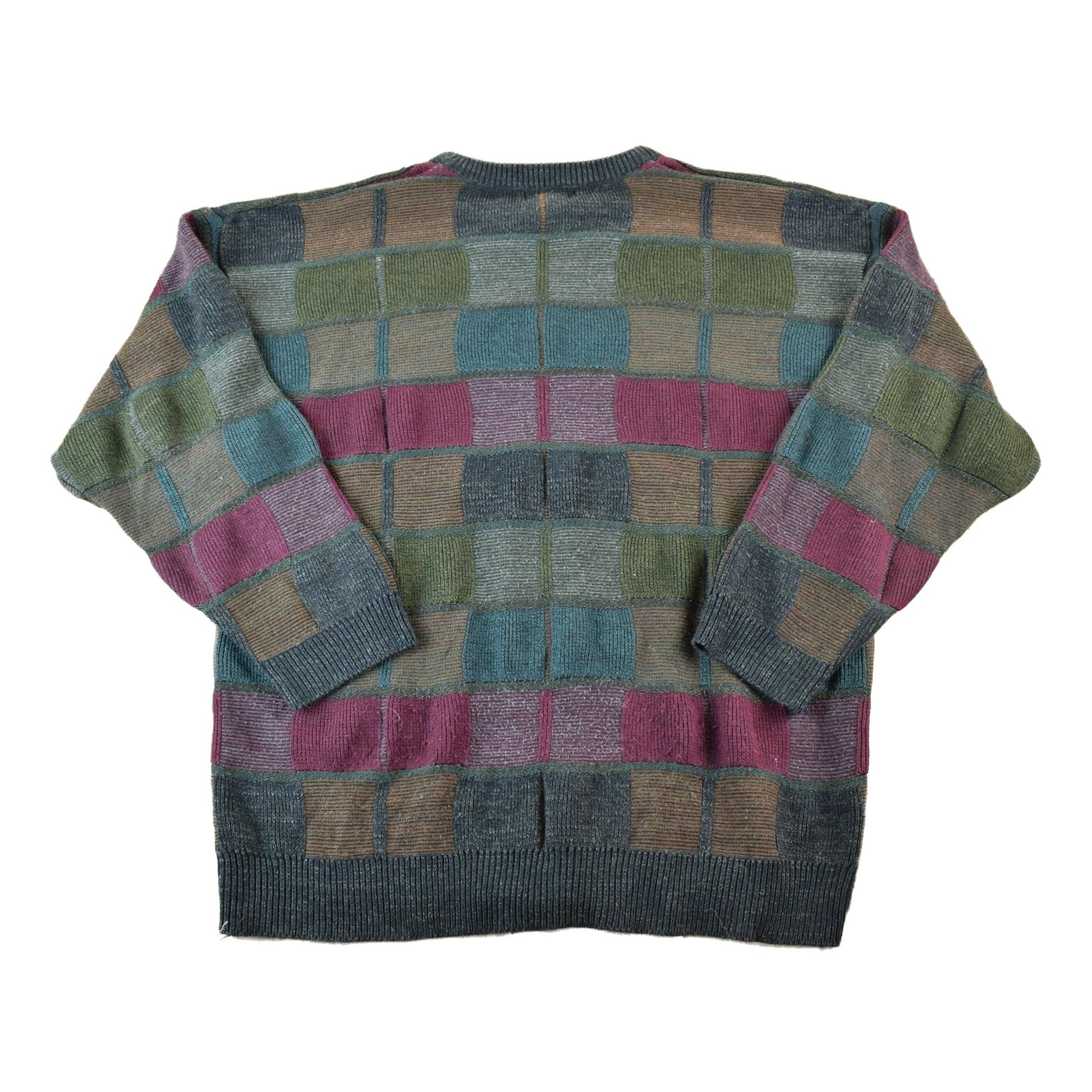 Vintage 1990s Cambridge Classics Knit Abstract Pattern Crewneck Sweater Made In USA Men's XL from propervintagecanada