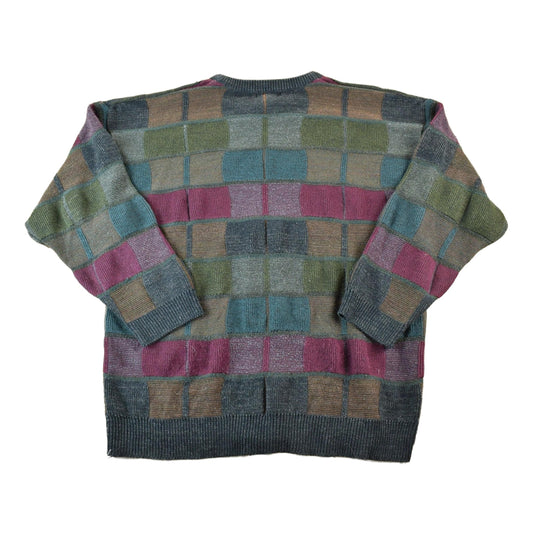 Vintage 1990s Cambridge Classics Knit Abstract Pattern Crewneck Sweater Made In USA Men's XL from propervintagecanada