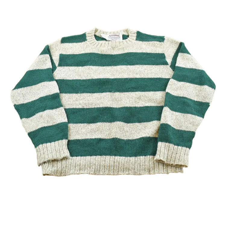 Vintage 1990s Cambridge Dry Goods Striped Knit Wool Crewneck Sweater Men's S from propervintagecanada