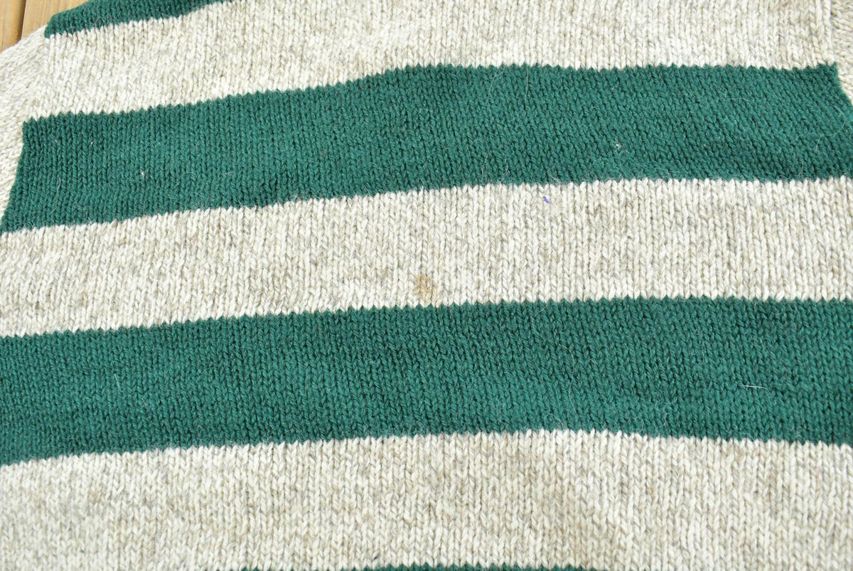 Vintage 1990s Cambridge Dry Goods Striped Knit Wool Crewneck Sweater Men's S from propervintagecanada