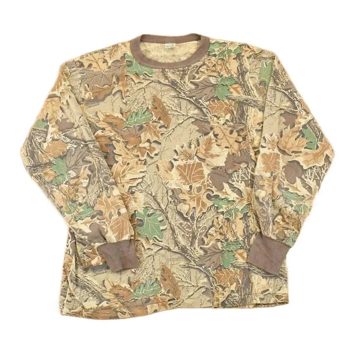 Vintage 1990s Camo Gear Collection Realtree Camo AOP Graphic Print Crewneck Shirt Mens L from propervintagecanada