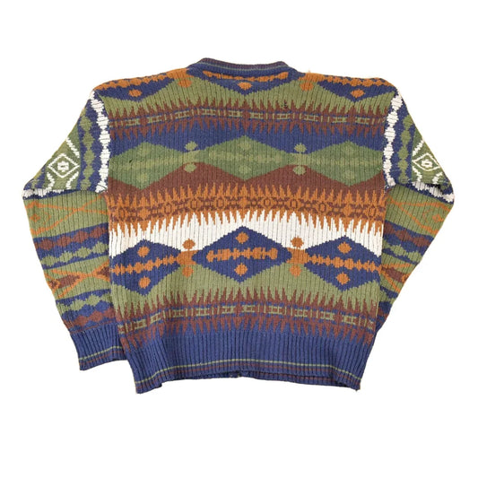 Vintage 1990s Campus Abstract Knit Cardigan Sweater Men's L from propervintagecanada