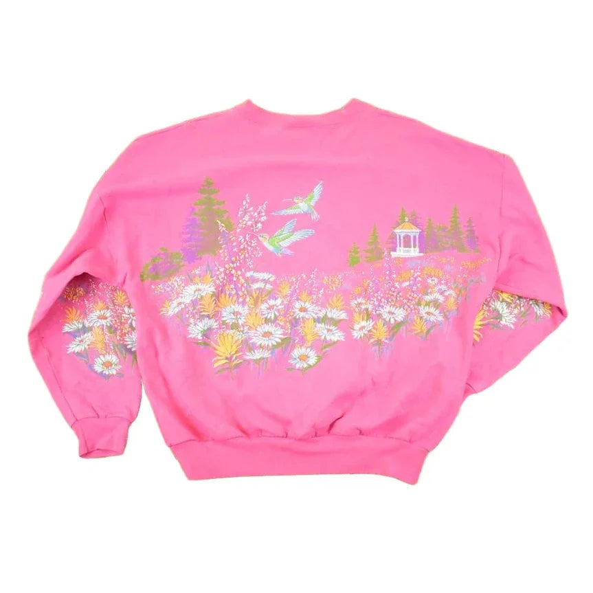 Vintage 1990s Canadian Hummingbirds AOP Graphic Print Crewneck Sweatshirt Womens XL / Made In Canada / 90's Destination Sweater from propervintagecanada