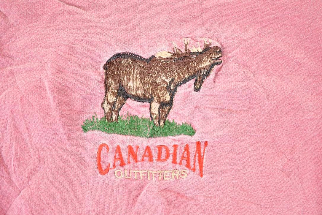 Vintage 1990s Canadian Outfitters Embroidered Moose Garment Dyed Crewneck Sweatshirt Men's L from propervintagecanada