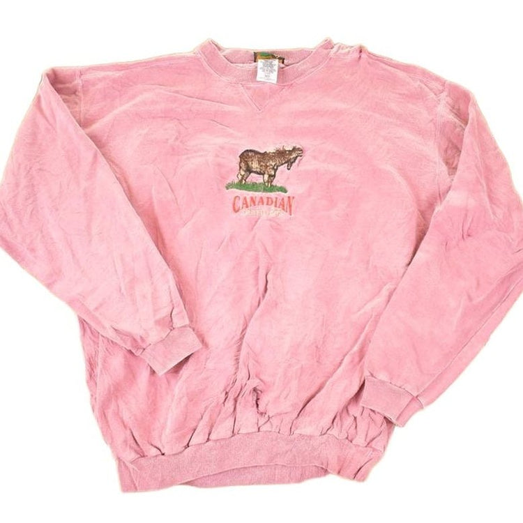 Vintage 1990s Canadian Outfitters Embroidered Moose Garment Dyed Crewneck Sweatshirt Men's L from propervintagecanada