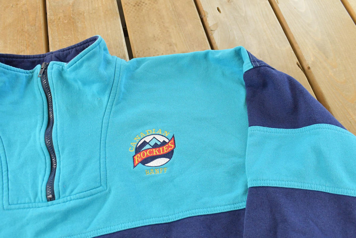 Vintage 1990s Canadian Rockies Banff Quarter Zip Sweatshirt Men's L from propervintagecanada