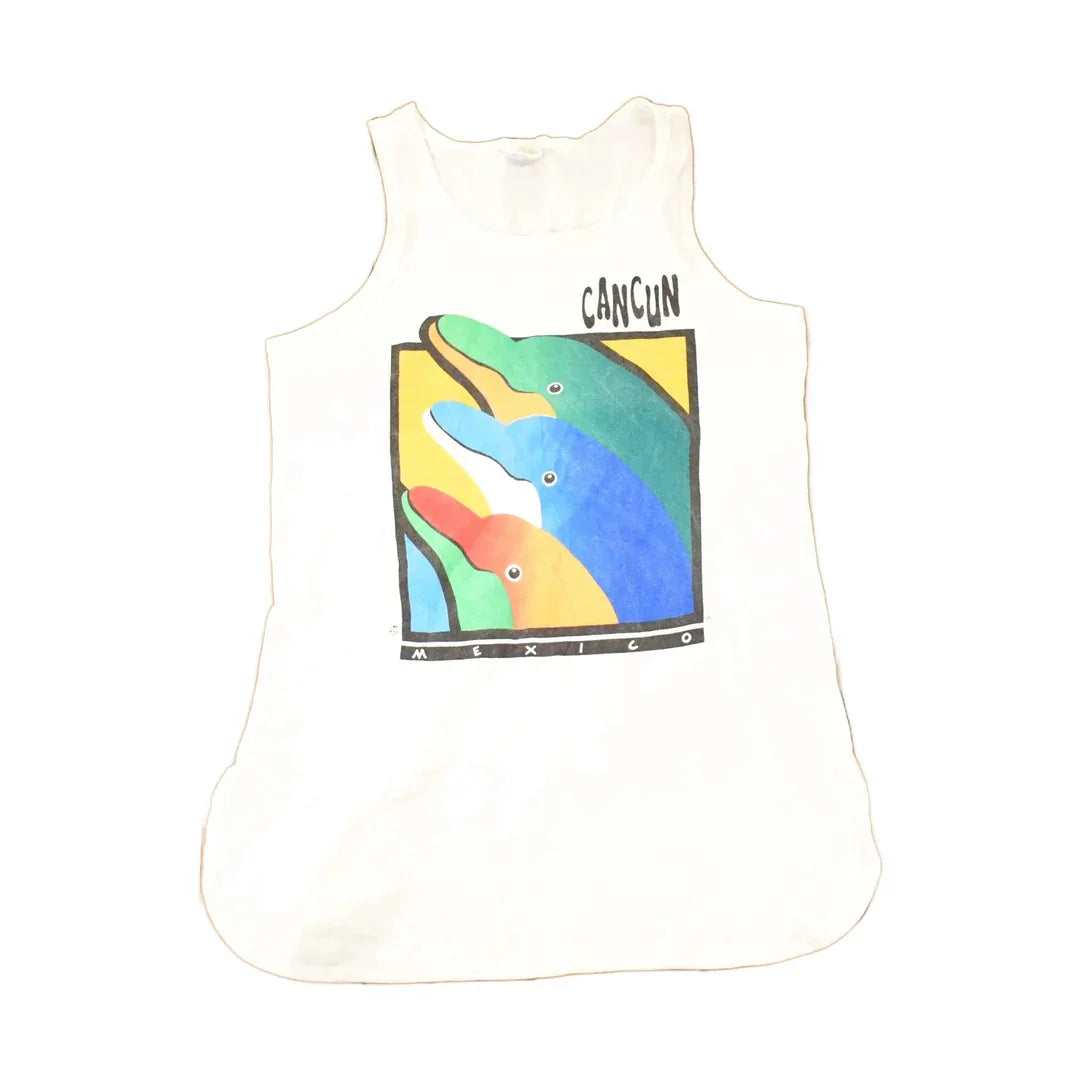 Vintage 1990s Cancun Dolphins Souvenir Travel Tank Top Men's M from propervintagecanada