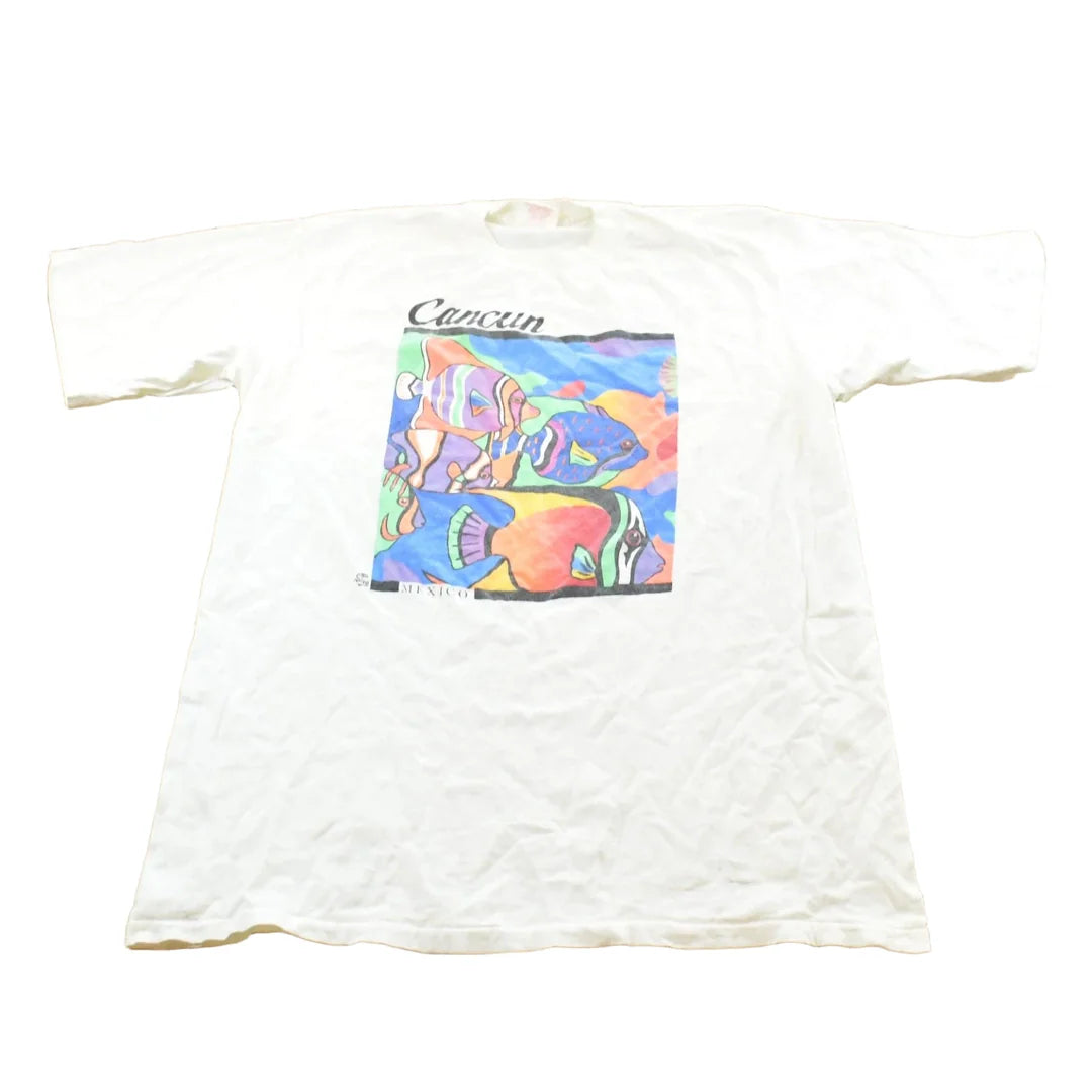 Vintage 1990s Cancun Mexico Fish Souvenir T Shirt Mens L from propervintagecanada
