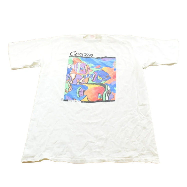 Vintage 1990s Cancun Mexico Fish Souvenir T Shirt Mens L from propervintagecanada