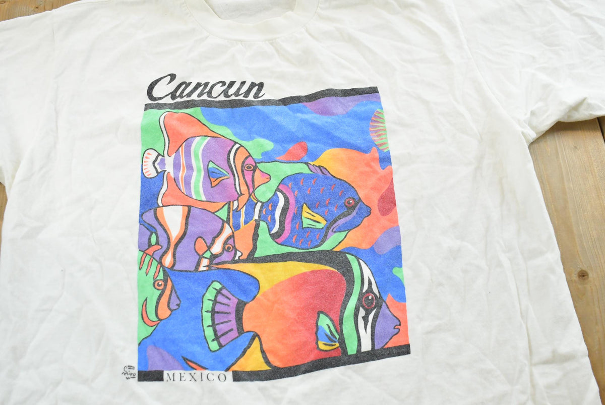 Vintage 1990s Cancun Mexico Fish Souvenir T Shirt Mens L from propervintagecanada