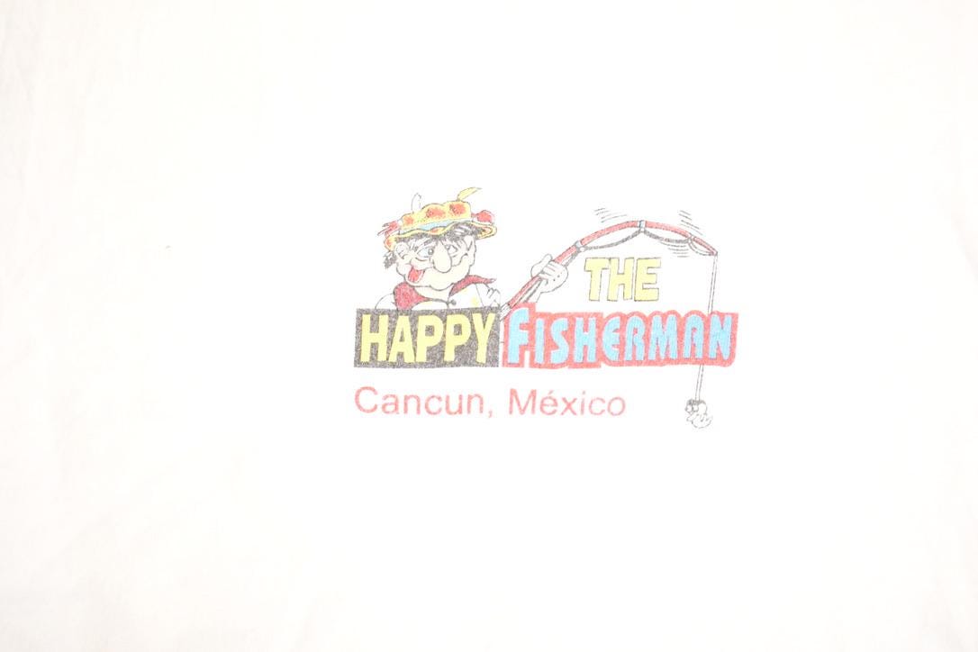 Vintage 1990s Cancun Mexico Happy Fisherman Souvenir T-Shirt Men's M from propervintagecanada