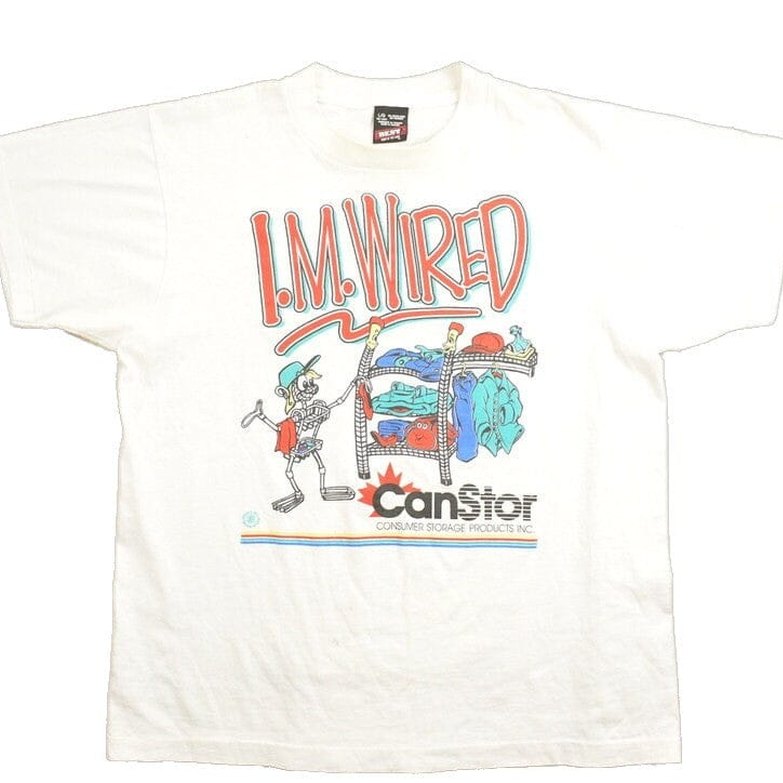 Vintage 1990s CanStor "I.M. Wired" Storage Products Graphic T-Shirt Men's Medium from propervintagecanada
