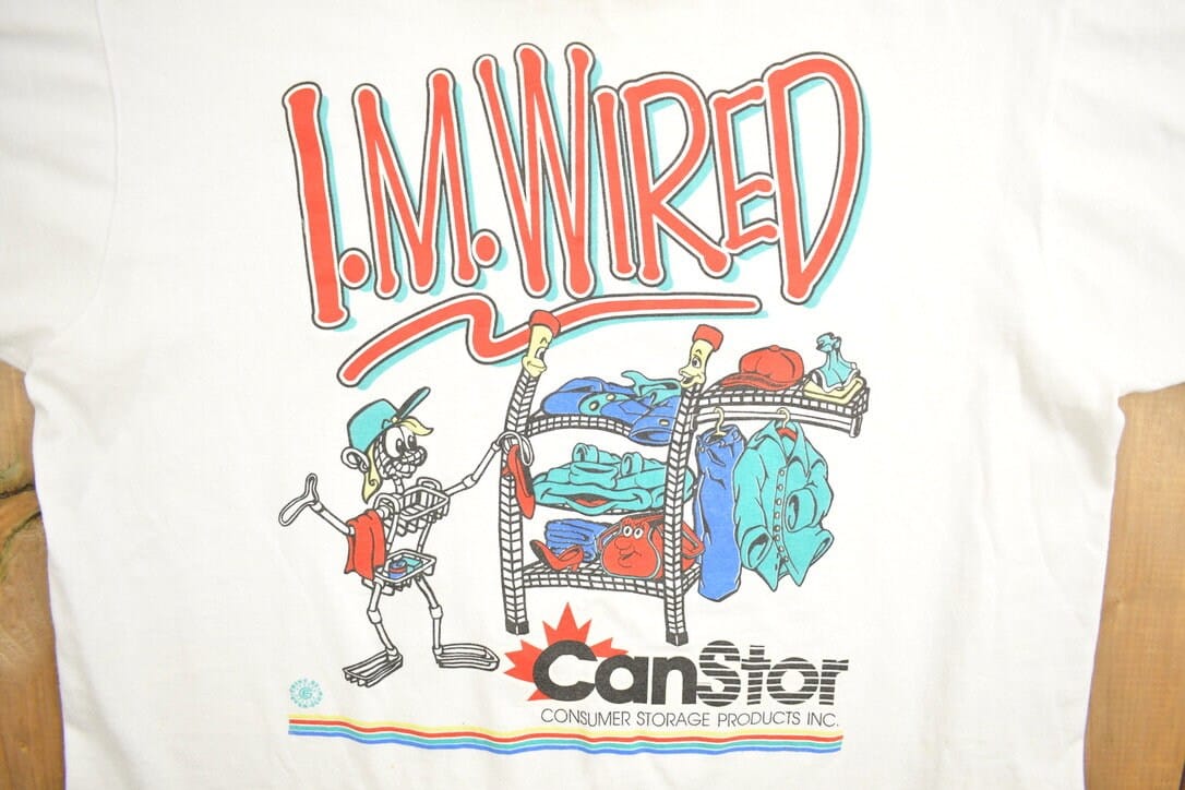 Vintage 1990s CanStor "I.M. Wired" Storage Products Graphic T-Shirt Men's Medium from propervintagecanada