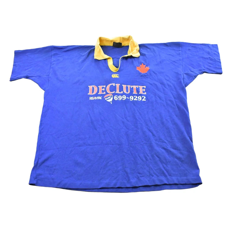 Vintage 1990s Canterbury DeClute Remax Rugby Jersey Polo Collared T-Shirt Mens 2XL from propervintagecanada