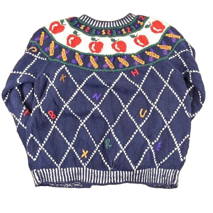 Vintage 1990s Cape Isle Knitters Apple Hand Knit Cardigan Sweater Women's L from propervintagecanada