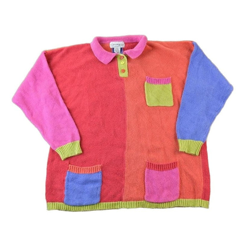 Vintage 1990s Capezio Knit Quarter Button Sweater Men's XL from propervintagecanada