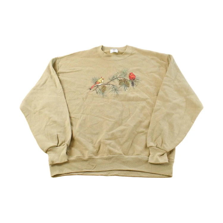 Vintage 1990s Cardinal Bird Graphic Cute Crewneck Sweatshirt Men's L from propervintagecanada