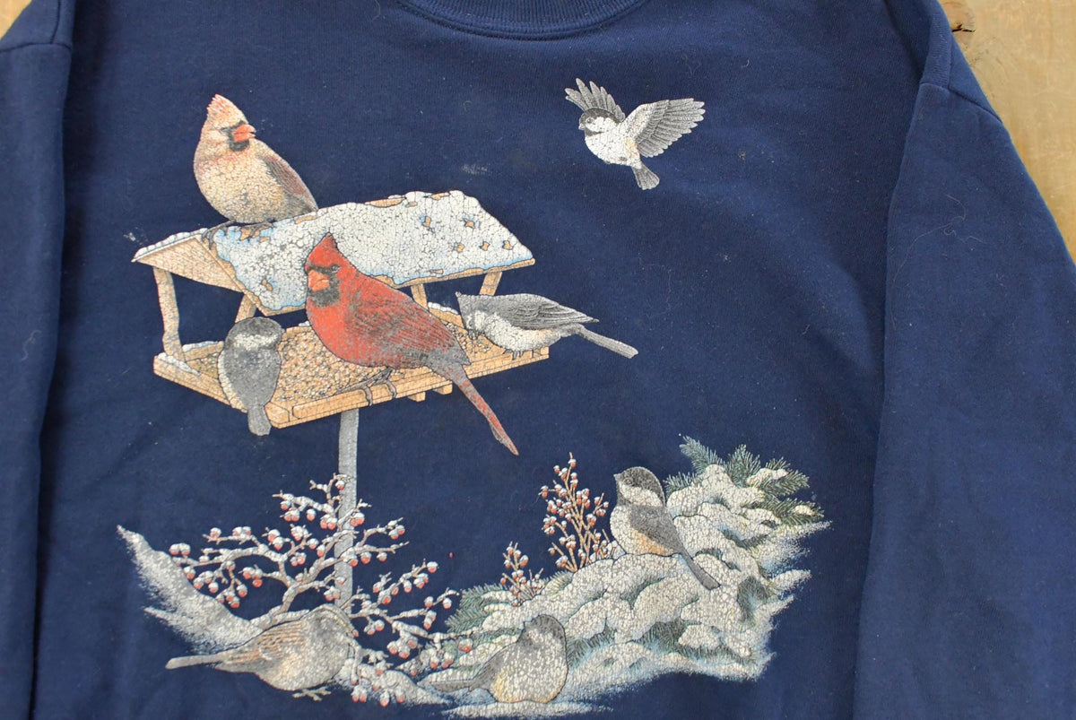 Vintage 1990s Cardinal Birds Double Collared Crewneck Sweatshirt Men's Large from propervintagecanada