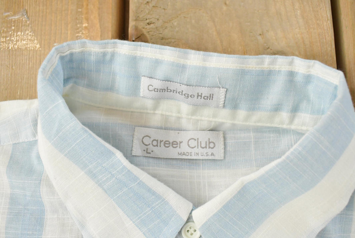 Vintage 1990s Career Club Striped Button Up Shirt Men's L from propervintagecanada