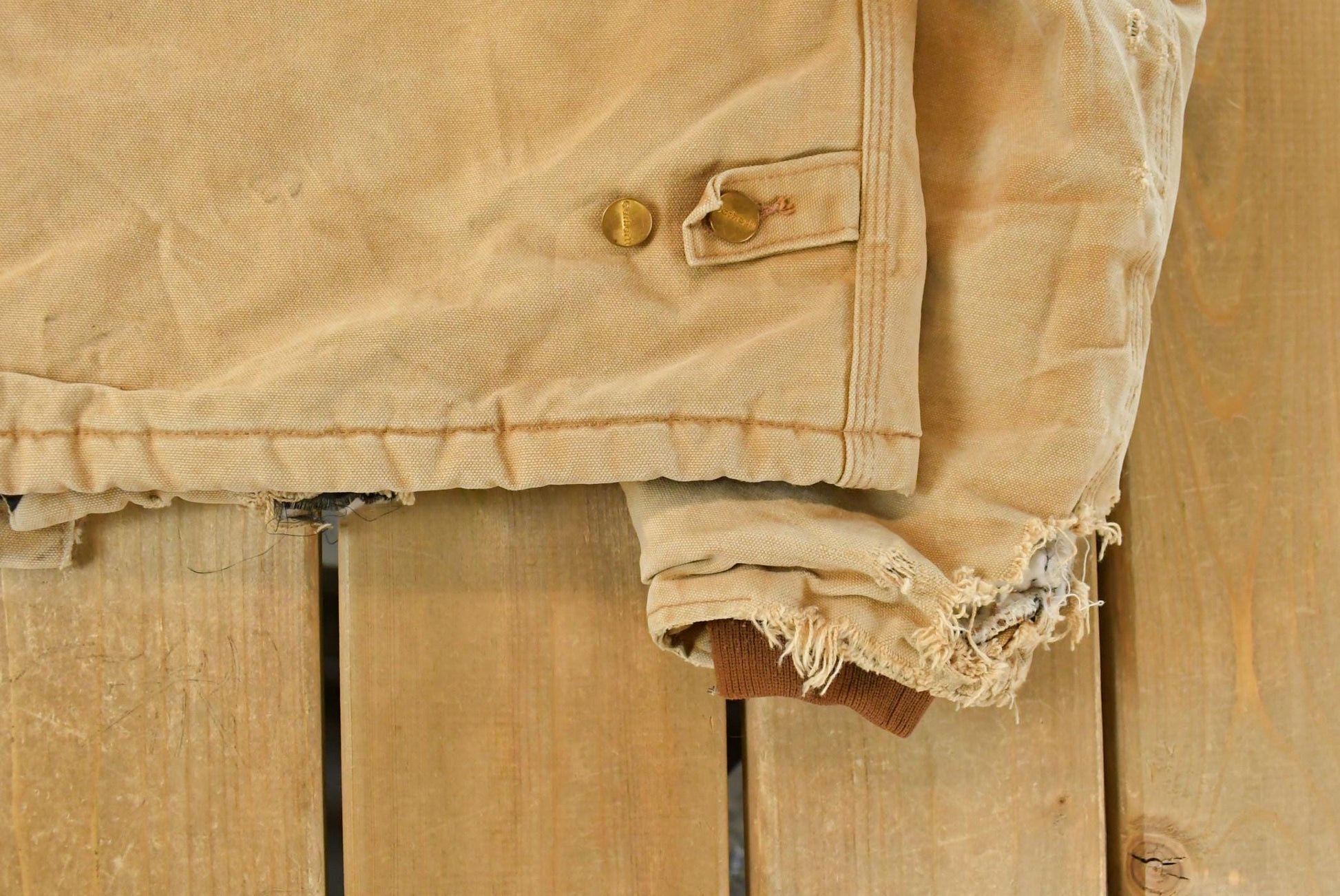 Vintage 1990s Carhartt Arctic Quilt Lined Distressed Jacket Men's XL / Thrashed Sun Faded / Black Workwear Coat from propervintagecanada