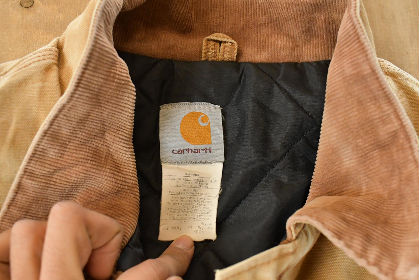 Vintage 1990s Carhartt Arctic Quilt Lined Distressed Jacket Men's XL / Thrashed Sun Faded / Black Workwear Coat from propervintagecanada