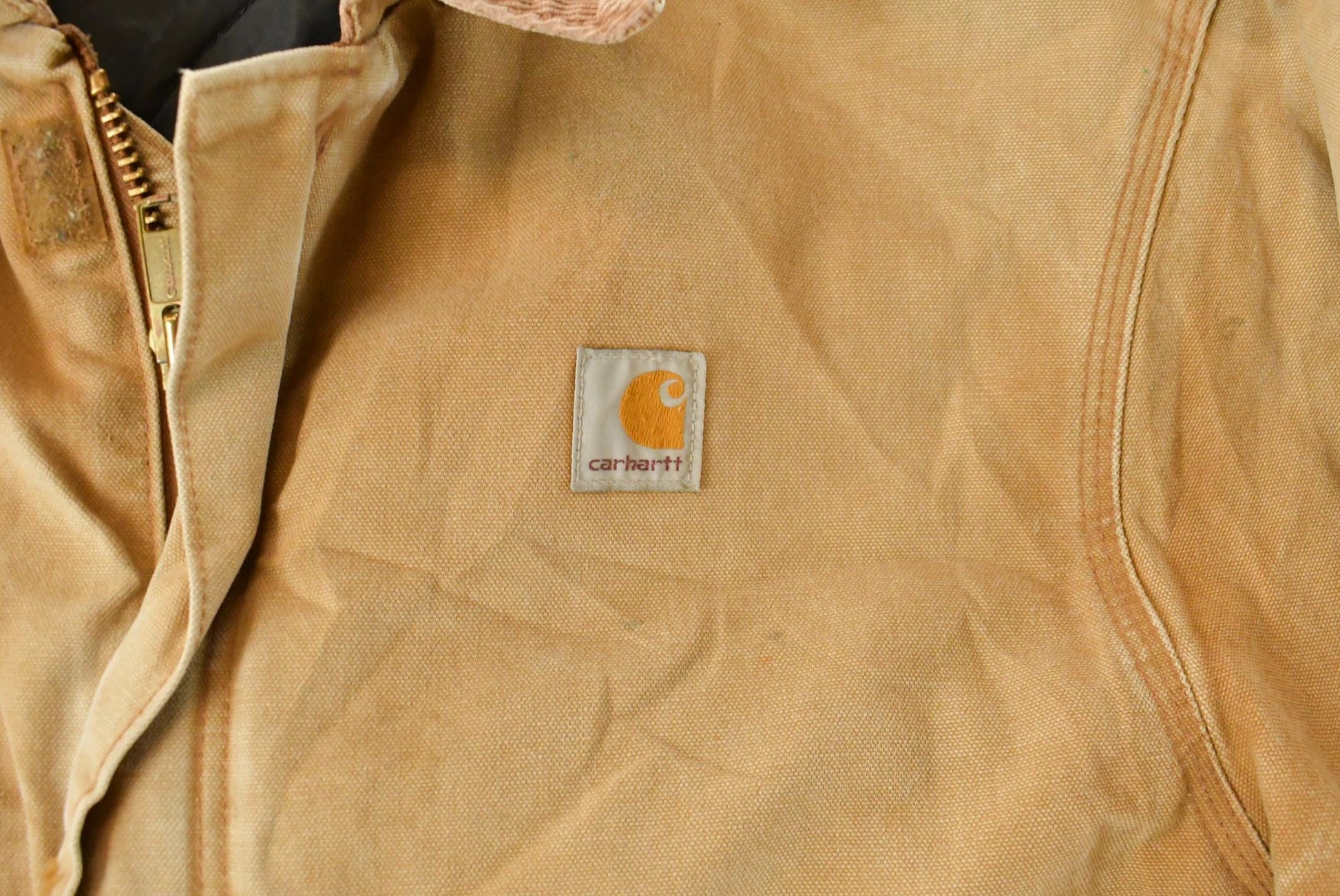 Vintage 1990s Carhartt Arctic Quilt Lined Distressed Jacket Men's XL / Thrashed Sun Faded / Black Workwear Coat from propervintagecanada