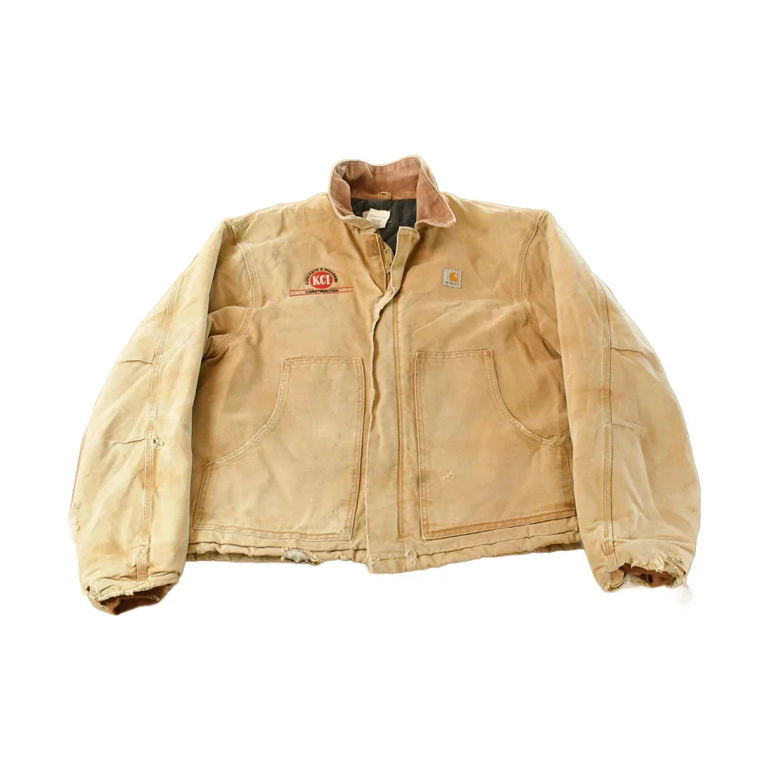 Vintage 1990s Carhartt Arctic Quilt Lined Distressed Jacket Men's XL / Thrashed Sun Faded / Black Workwear Coat from propervintagecanada