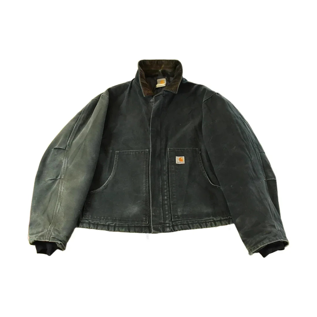 Vintage 1990s Carhartt Arctic Quilt Lined Jacket Men's XL / Distressed Sun Faded / Black Workwear Coat from propervintagecanada
