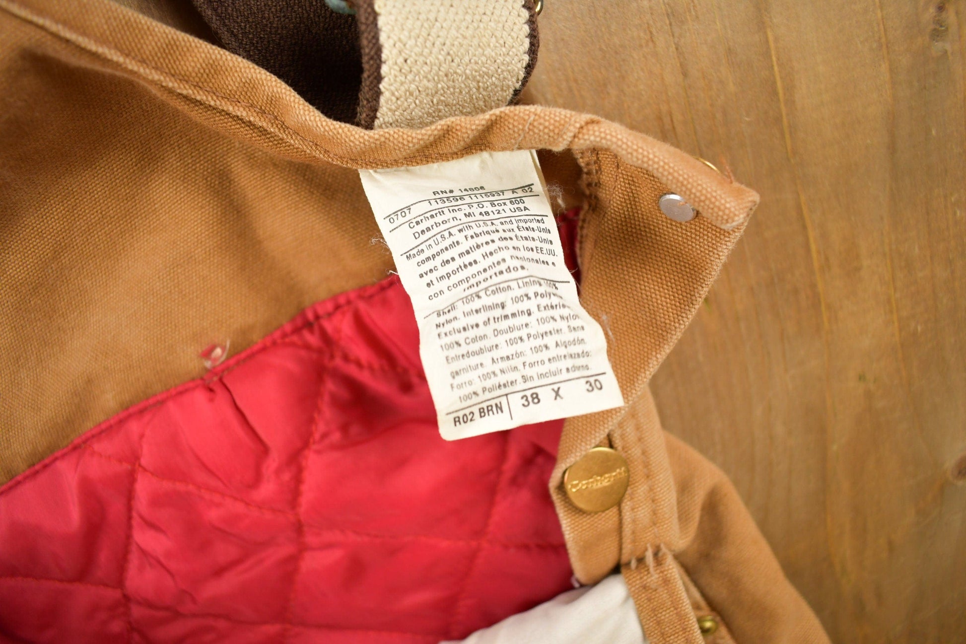 Vintage 1990s Carhartt Beige Double Knee Canvas Quilted Overalls Men's 38 x 30 from propervintagecanada